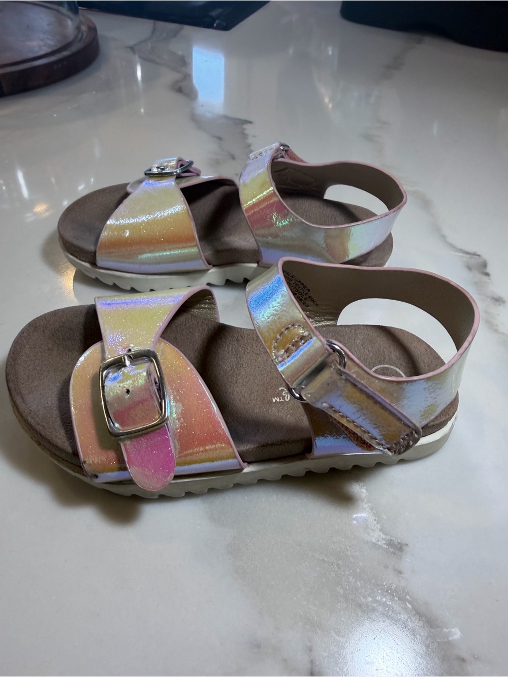 Cat & Jack Iridescent Pink Pearl Kids Buckle Sandals - Target - Picture 13 of 15